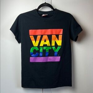 Celebrate Vancouver Pride! VAN CITY Pride Rainbow 🌈 Black T-Shirt